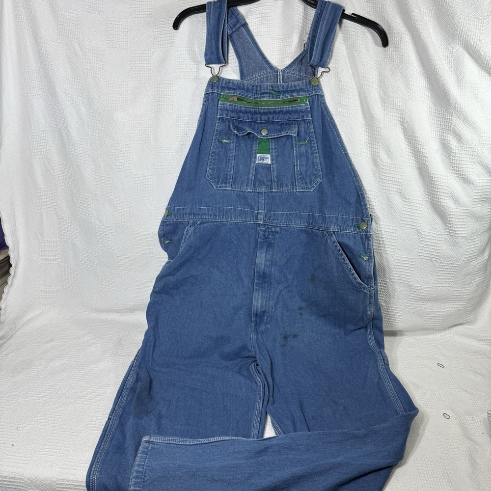 Liberty Men's Blue Denim Bib Overalls Size 40x32 Vintage